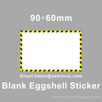 Yellow Border Blank Eggshell Arts Sticker For Warning One Time Use Tags 